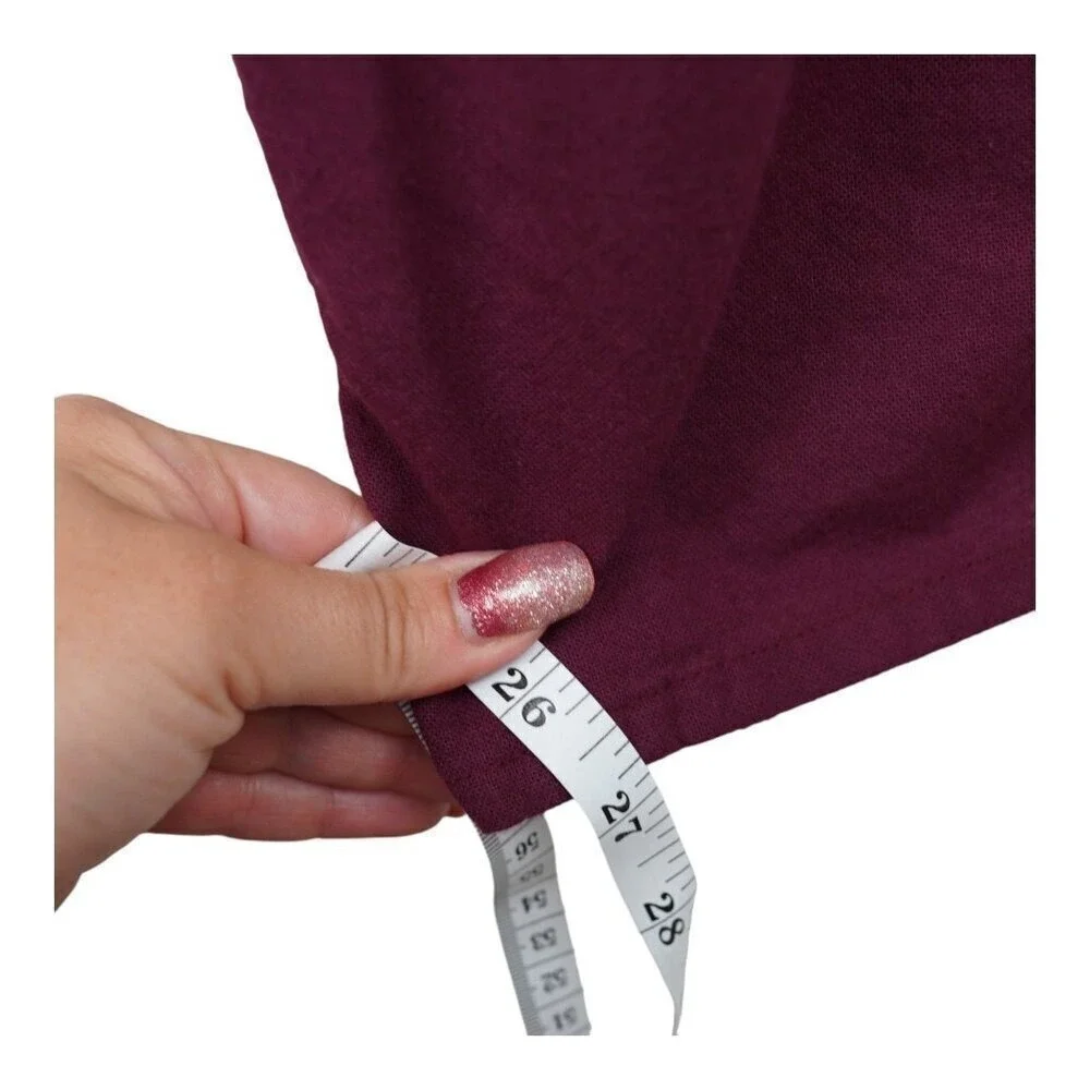NOVI Collection 100% Linen Pants Womens Medium Burgundy Elastic Waist Minimalist